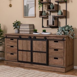 שידה כפרית ‘דלתות אסם’ אלון מעושן