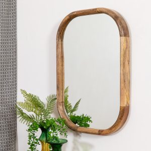 מראת מלבנית קטנה 75/53 עם מסגרת עץ מנגו