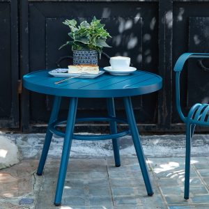 שולחן אלומיניום עגול קטן סאן 60 כחול רויאל